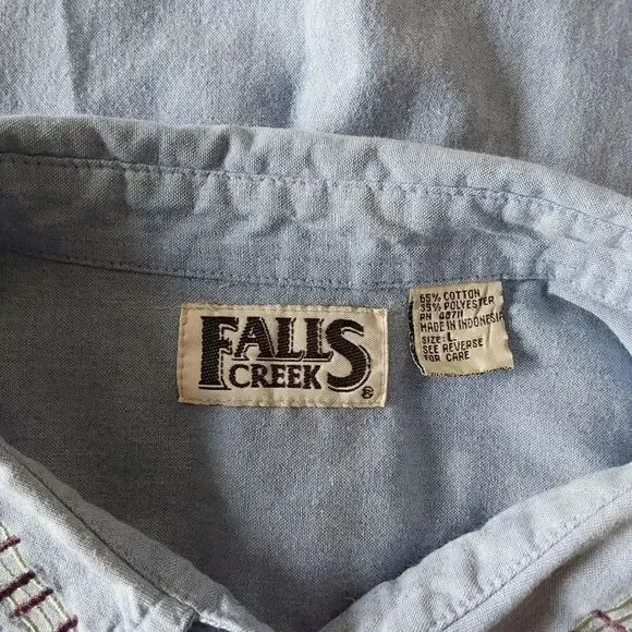 Falls Creek Denim Shirt Christmas theme Sz L - Picture 5 of 8